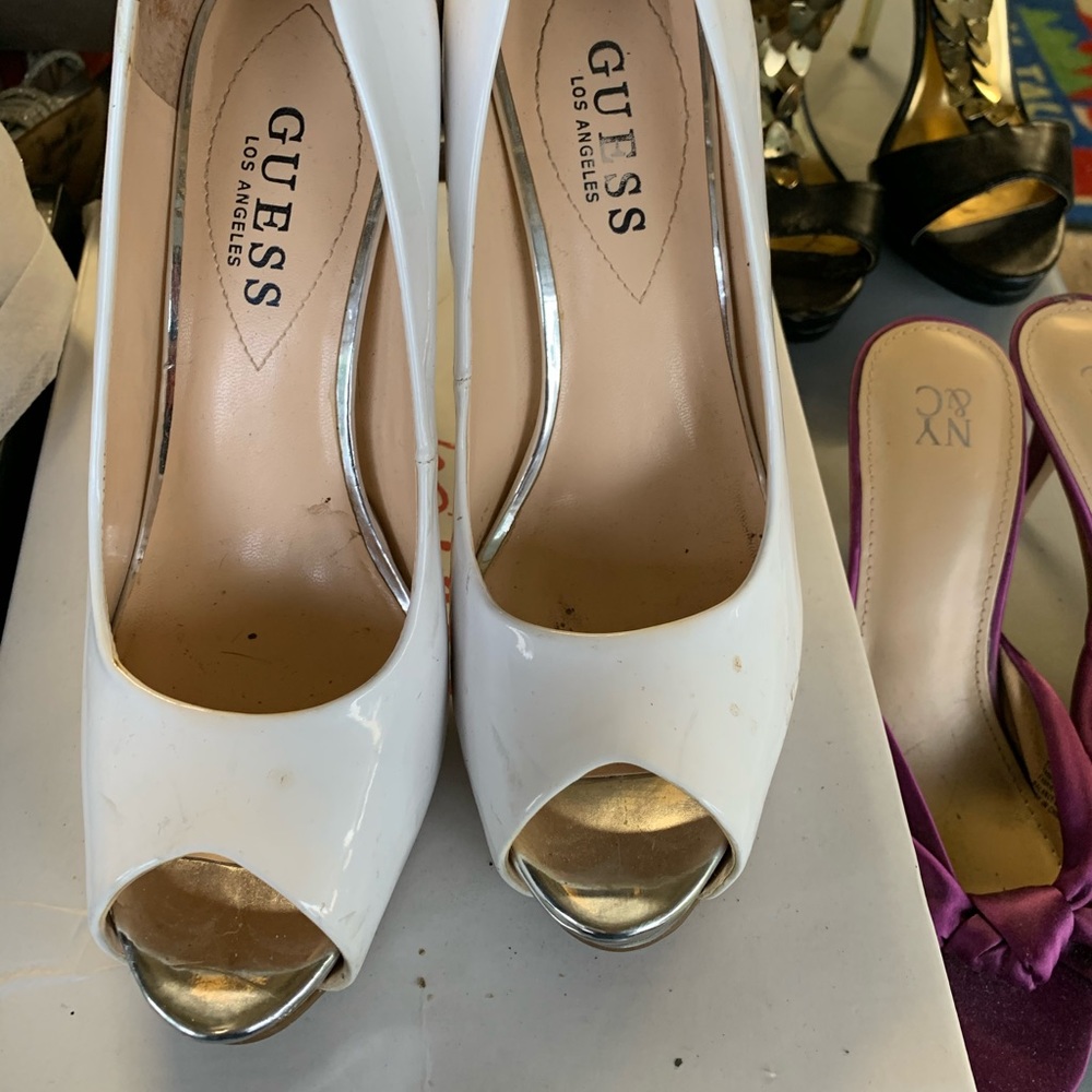 Guess white heels size 7